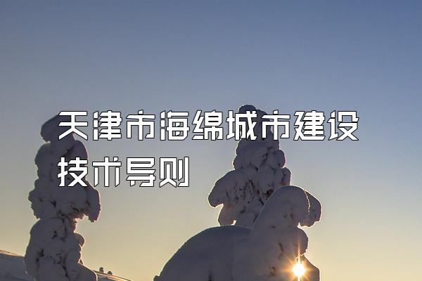 天津市海绵城市建设技术导则