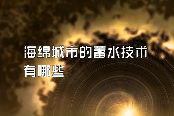海绵城市的蓄水技术有哪些