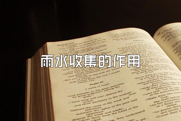 雨水收集的作用
